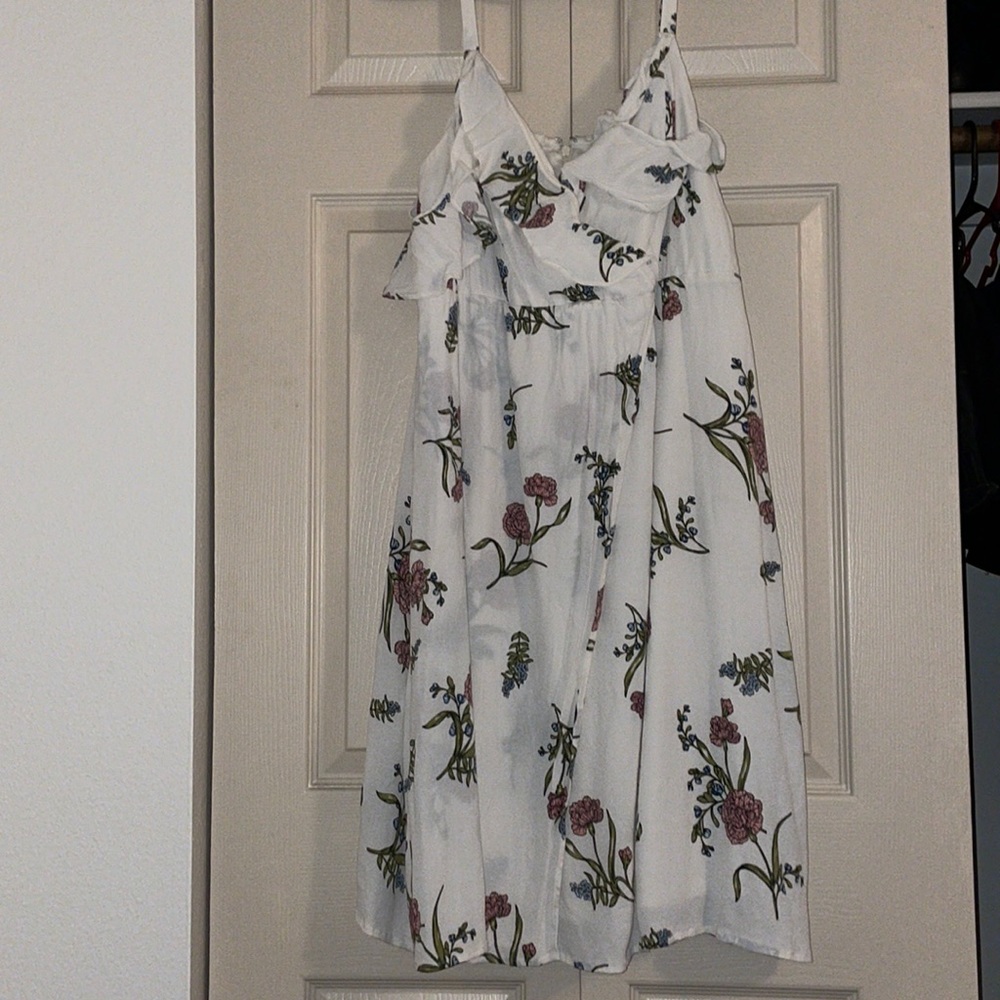Torrid white floral faux wrap dress